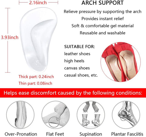 16Pcs Heel Cushion Soft Inserts, Gel Pads for Loose Shoes, Forefoot Pads & Arch Support, Protectors for Pain Relief