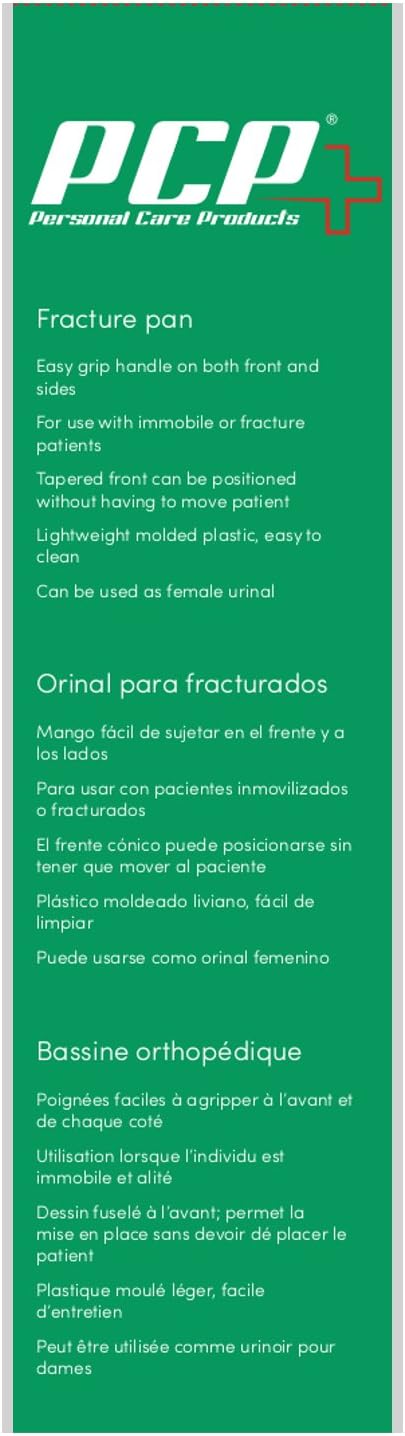 PCP Hip Fracture Bed Pan, Teal Color