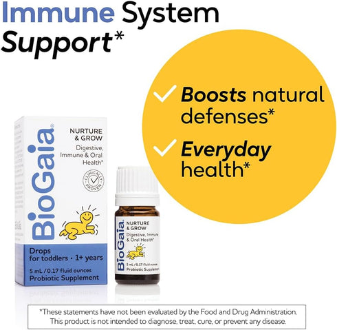BioGaia Nurture & Grow Toddler Probiotic, 25-Day Supply, Liquid Probiotic for Kids, Digestive & Immune Support