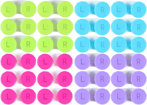KISEER 24 Pack Colorful Cute Contact Lens Case Bulk Box Holder Container Soak