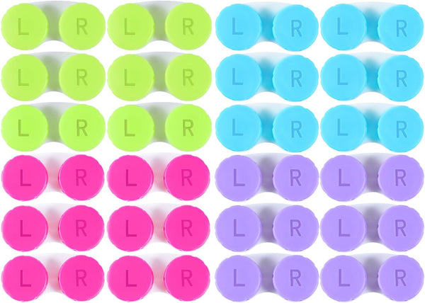 KISEER 24 Pack Colorful Cute Contact Lens Case Bulk Box Holder Container Soak