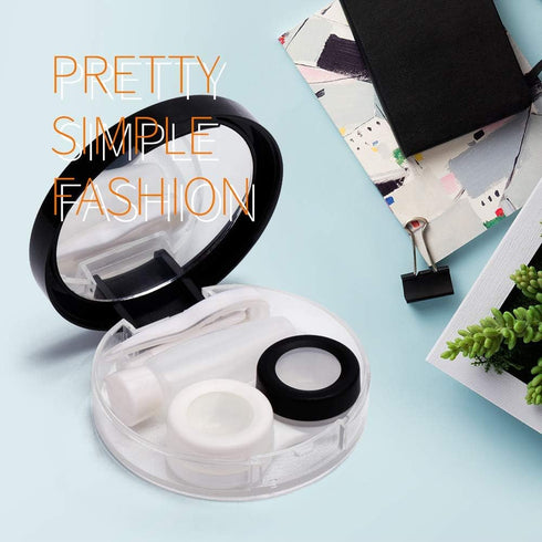 Contact Lens Case, Cute Moon And Stars Contact Holder Cases Kit with Lenses Remover Tool Tweezers Mirror Solution Bottle Portable Contacts Container Storage Box for Women Girl (Black)