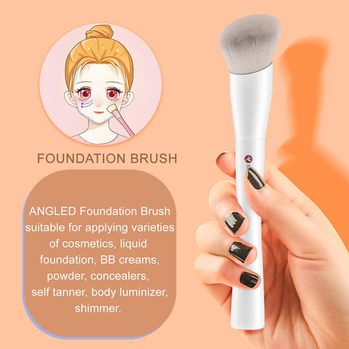 KINGMAS Angled Foundation Brush, Kabuki Under Eye Contour Makeup Brush for Liquid, Cream, Powder, Blush Buffing Tools