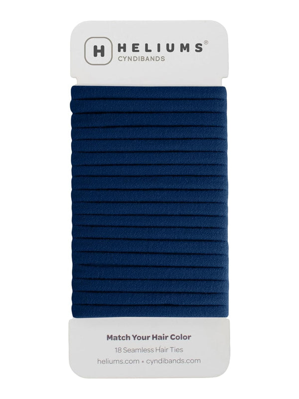 Heliums Navy Blue Seamless Hair Ties - 6mm Skinny No Damage Ponytail Holders, 1.75 Inch, 18 Pack for Thin Hair