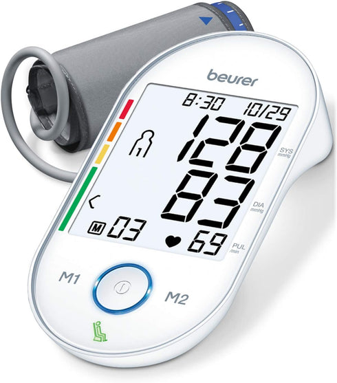 Beurer BM55 Blood Pressure Machine – XL Backlit Display, Automatic Cuff, and Portable Storage Kit for 2 Users