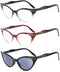Eyekepper Striped Reading Glasses (3 Pairs) for Men, Spring Hinge, Sunshine Readers (+2.50, Black/Red/Grey Lens)