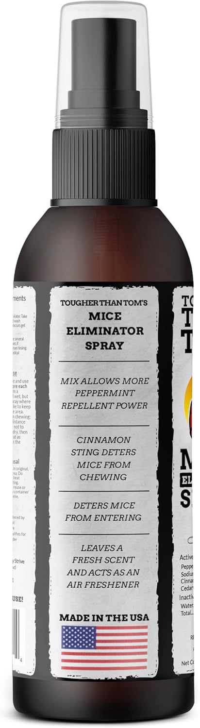 Tougher Than Tom Mouse Repellent Spray – 3 Pack - 8 fl oz Premium Cinnamon and Peppermint Oil Spray for Rodents,