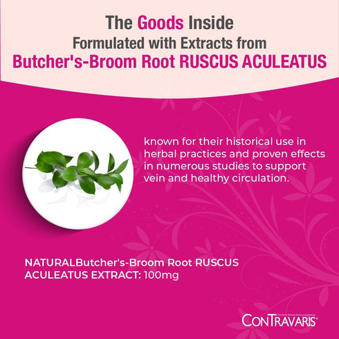 Healthy Circulation & Leg Vein Support Supplement - Ruscus Aculeatus, 60 Count for Leg Health