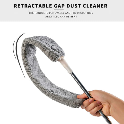Retractable Gap Dust Cleaner, Microfiber Hand Duster with 2 Washable Dusting Cloths for Under Appliances