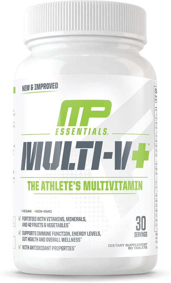 Muscle Pharm Essentials Multi-V+, 90 Tablets - The Athlete's Multi-Vitamin for Enhanced Energy, Performance & Immune