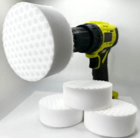 4.5” Drill Powered Magic Sponge Eraser 6 Pieces Kit with Drill Attachment | 25% Thicker Ultra Durable Melamine Cleaning