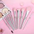Professional Makeup Brush Set - Luxury 11pcs Silver Glitter Crystal Kit with Vegan Soft Synthetic Hair