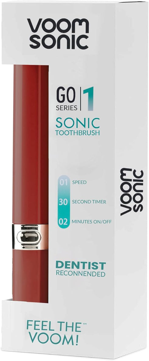 Voom Sonic Go 1 Series Travel Electric Toothbrush - Battery Operated for Adults & Kids, Dentist Recommended, Portable