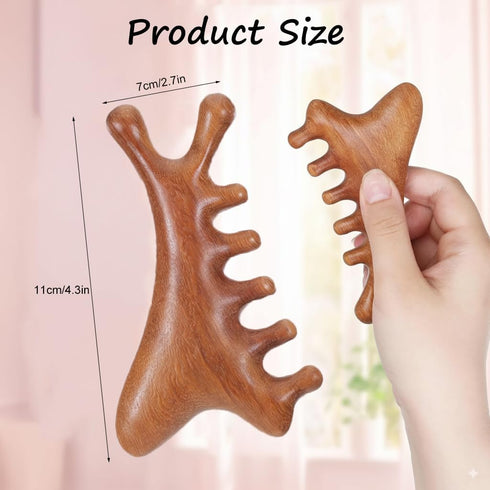 isork 4-in-1,Natural Gua Sha Facial Tool Sandalwood Lymphatic Drainage Massager Tool,Relaxation of the Neck & Jaw