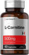 Horbaach L-Carnitine Supplement 500mg, 60 Capsules, Non-GMO and Gluten Free