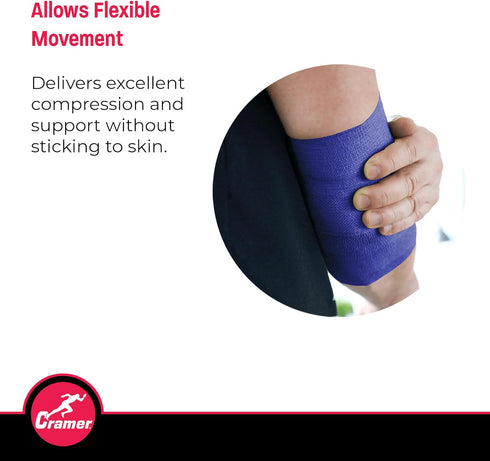 Cramer Eco-Flex Self-Stick Stretch Tape, Flexible Elastic Sports Tape, Blue, 5 Yard Roll, Easy Tear & Self-Adherent
