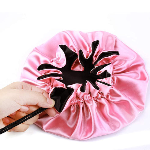 Kids Satin Bonnet Sleeping Cap, Adjustable Reversible Night Caps for 0-3 Years Old, Watermelon Red/Black