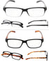 LUR READING GLASSES 5 Pack, Comfort Plastic Readers with Spring Hinge