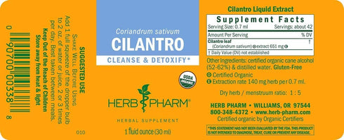 Herb Pharm Certified Organic Cilantro Liquid Extract, 4 Ounce