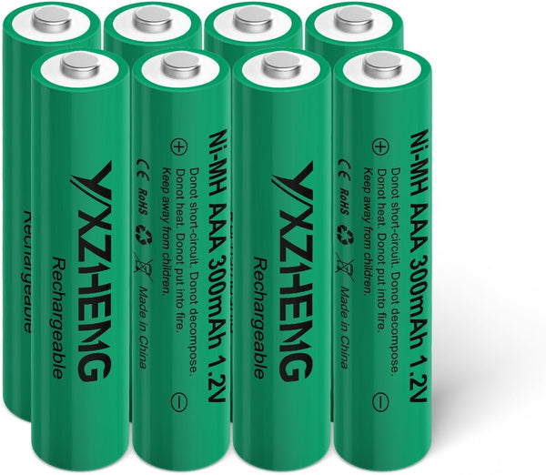 8Pcs AAA Battery 1.2V Rechargeable NI-MH 300mAh for Outside Solar Lawn Light (8xAAA)