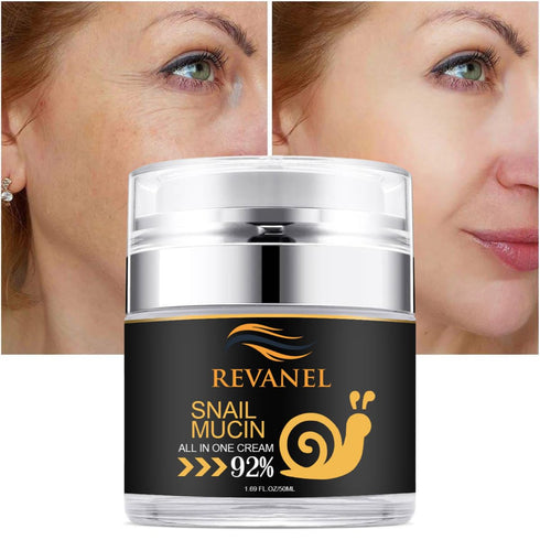 Snail Mucin 92% All in One Repair Cream - Daily Face Moisturizer for Dry Skin, Korean Skincare 1.96 Fl.Oz
