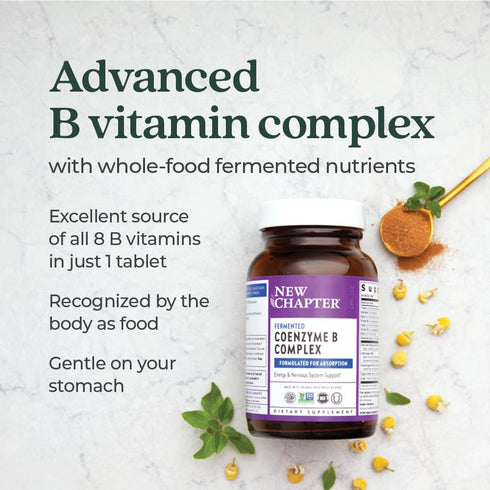 New Chapter Vitamin B Complex – Fermented Coenzyme B Complex with Vitamin B12 + B6 + Biotin - 90 ct