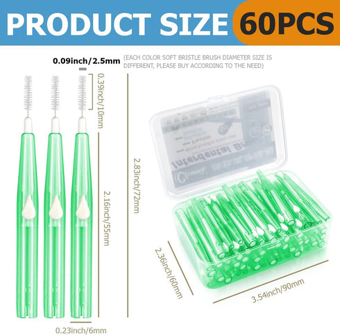 60PCS Floss Brush Adult Interdental Brush - Push-Pull Type Tooth Cleaning Tool for Oral Hygiene