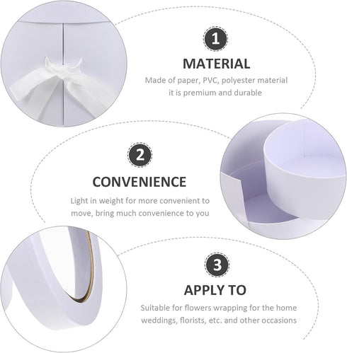 Packaging NIYANGLE Double-layer Flower Box for Fresh Flower Arrangement, White Single Piece Bouquet Display and Case