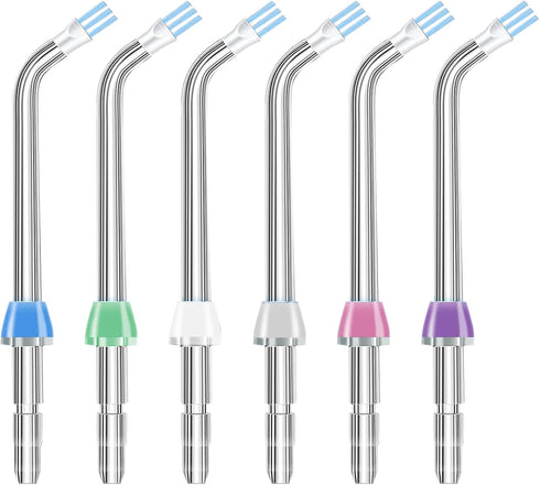 Flosser Replacement Tips for Waterpik, Plaque Seeker Tips Compatible with Oral Irrigators, 6-Pack