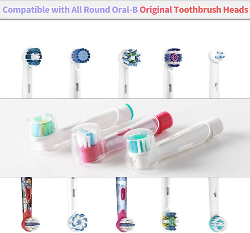 Electric Toothbrush Travel Case for Oral-B Toothbrushes, 4 Pcs Toothbrush Head Covers (Pink)