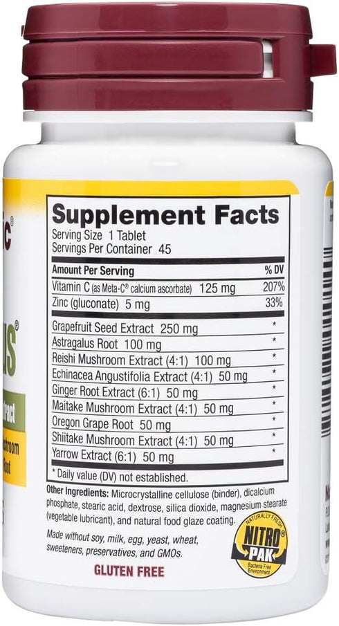 NutriBiotic – DefensePlus, 45 Tablets | 11 in 1 Immune Support with Vitamin C, Zinc, Echinacea, Vegan & Gluten Free