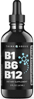 B1 B6 B12 Vitamin Liquid Drops - Nerve, Energy, Brain Support Supplement - Fruity Flavor - Methylcobalamin, Thiamine,