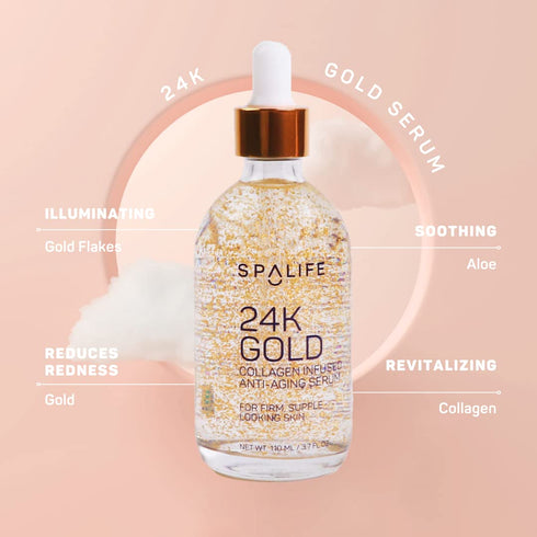 SpaLife Nourishing Anti-Aging Gold & Silver Serums I Anti-Aging 24k Gold & Collagen I 110 ml (3.7 Fl. Oz.) I Boosts