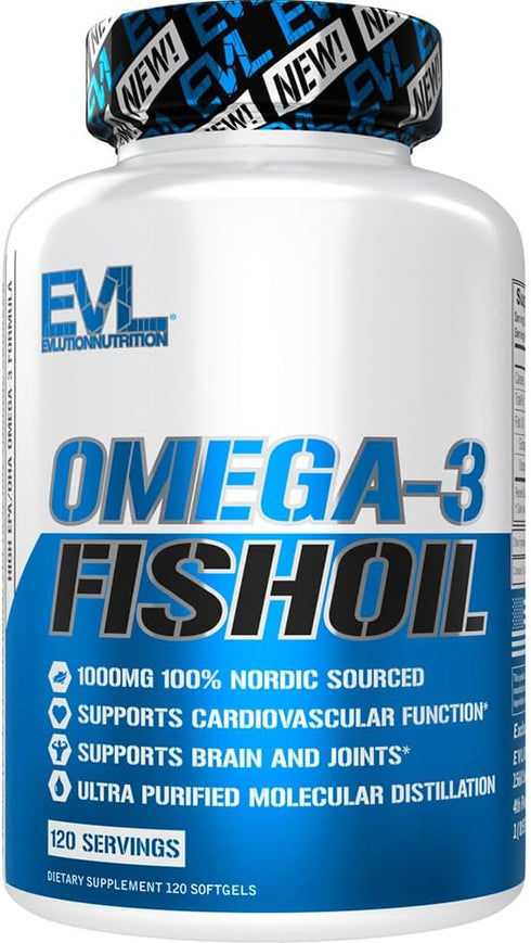 Evlution Nutrition Triple Strength Omega 3 Fish Oil - Burpless EPA DHA Supplement in Easy to Swallow Citrus Softgels -