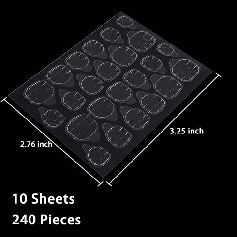Laza 240 Pcs Thin Breathable Adhesive Tabs | Fake Nail Glue Sticker 10 Sheets Super Sticky Tips