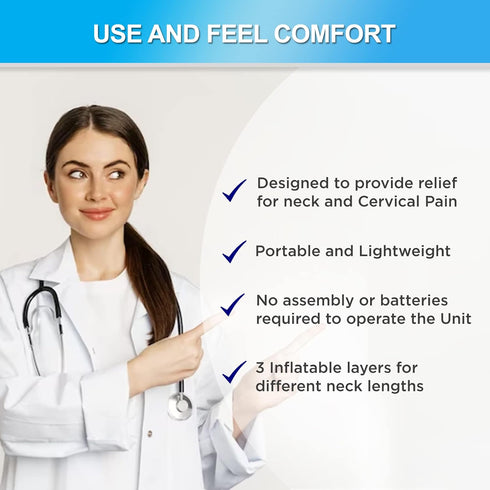 M PAIN MANAGEMENT TECHNOLOGIES Premium Pneumatic Cervical Traction Collar Inflatable Neck Traction Device for Pain