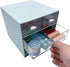 Makeup Organizer, Desk Organizer with 4 Drawers, Vanity Cosmetic Storage Box for Bathroom Counter or Dresser, Blue