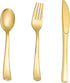 N9R 60 Pcs Gold Plastic Silverware Set, Disposable Flatware for Parties, 30 Gold Forks, 15 Spoons, 15 Knives
