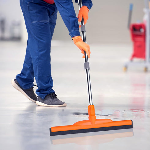 ITTAR Multi-Purpose Floor Squeegee: Heavy Duty Squeegee Broom with Adjustable 62" Stainless Steel Pole