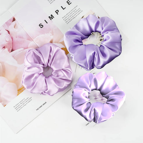 Jaciya 12 Pack Purple Satin Hair Scrunchies, Elastic Band Hair Bobbles, Ponytail Holder Hair Accessories for Women Girls