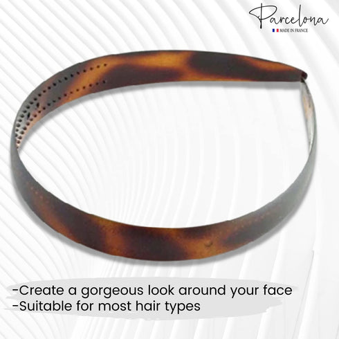 Parcelona Women's 3/4" Tortoise Shell Brown Celluloid Headband, Made in France