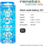 Renata 337 SR416SW Batteries - 1.55V Silver Oxide 337 Watch Battery (10 Count)