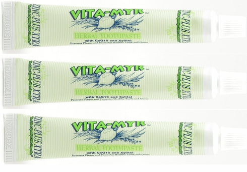 VITA-MYR 3 Pack Zinc Plus Xtra Natural & Effective Herbal Toothpaste 5.4 oz