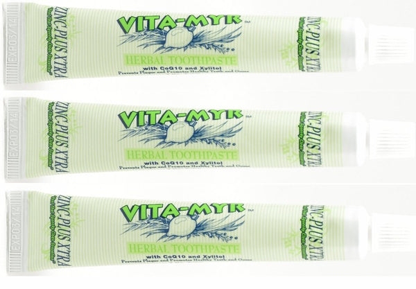 VITA-MYR 3 Pack Zinc Plus Xtra Natural & Effective Herbal Toothpaste 5.4 oz