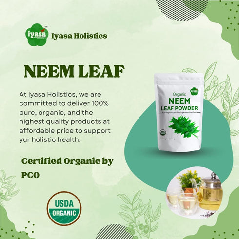 Organic Neem Powder, USDA Certified Ayurveda Herb, 8 oz Resealable Pouch, Promotes Healthy Hair & Clear Skin