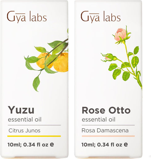 Yuzu Essential Oil for Diffuser & Rose Essential Oils for Skin Set