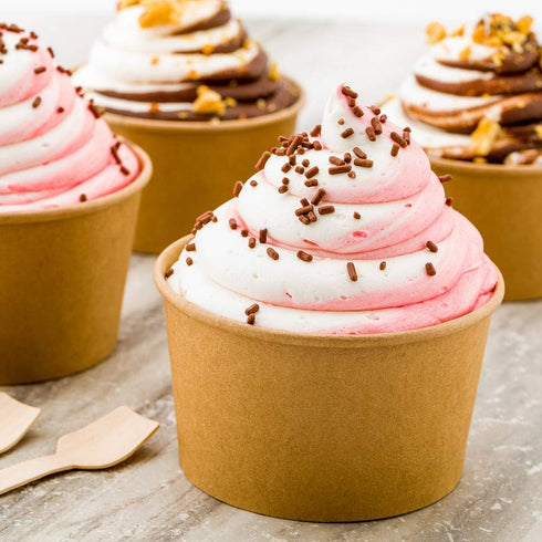 Coppetta 12-Ounce Dessert Cups, 50 Disposable Ice Cream Cups, Kraft Paper Bowls for Hot and Cold Foods
