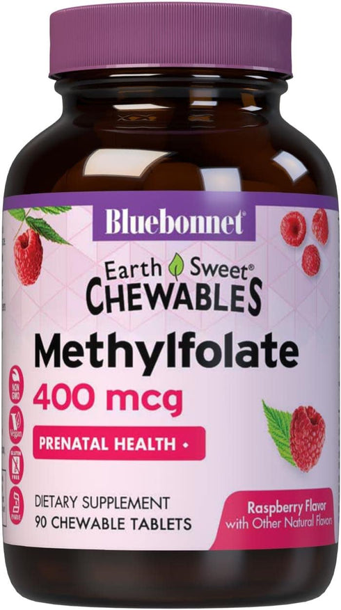 Bluebonnet Earth Sweet Cellular Active Methylfolate 400 mcg Chewable Tablets - 90 Count