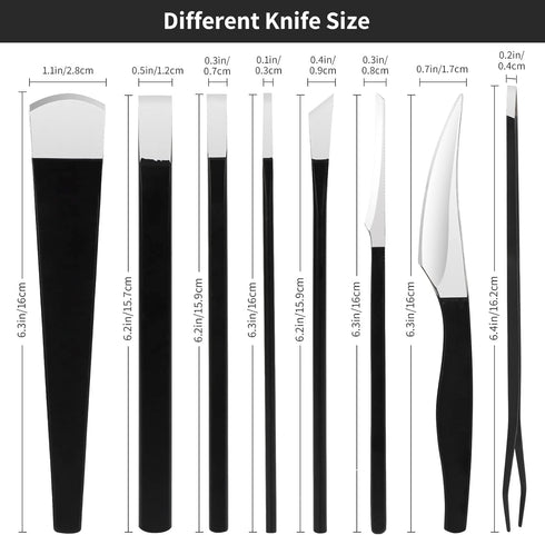 Pedicure Knife Kit, 8pcs Black Foot Dead Callus Remover Stainless Steel Tools for Professional Nail Care