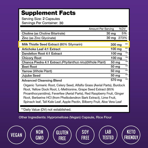 Liver Cleanse Detox & Repair Formula | 60 Capsules with 20+ Herbs: Milk Thistle, Artichoke, Dandelion & More!